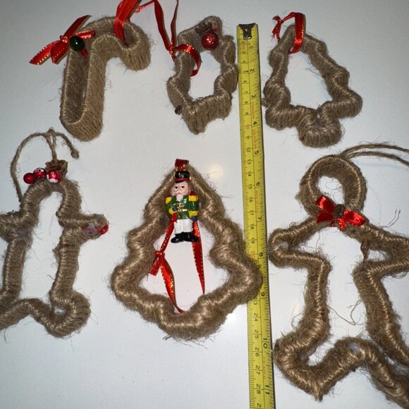 6 Christmas Tree Ornaments Cookie Cutters wrapped in Twine Handmade - Picture 5 of 5